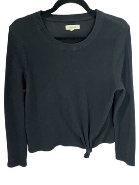 Madewell Long Sleeve Ribbed Knot Front Top Black Size Large